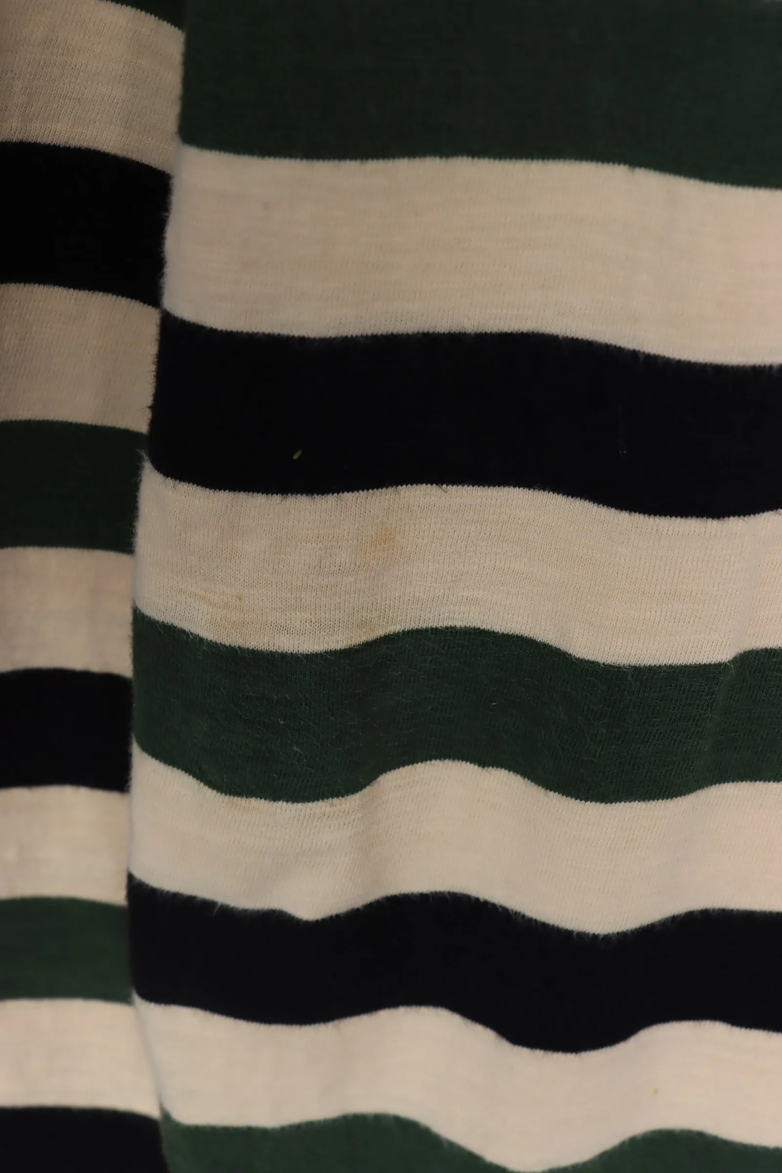 GUESS Embroidered Green Black & Beige Striped Long Sleeve T-Shirt (L-XL)