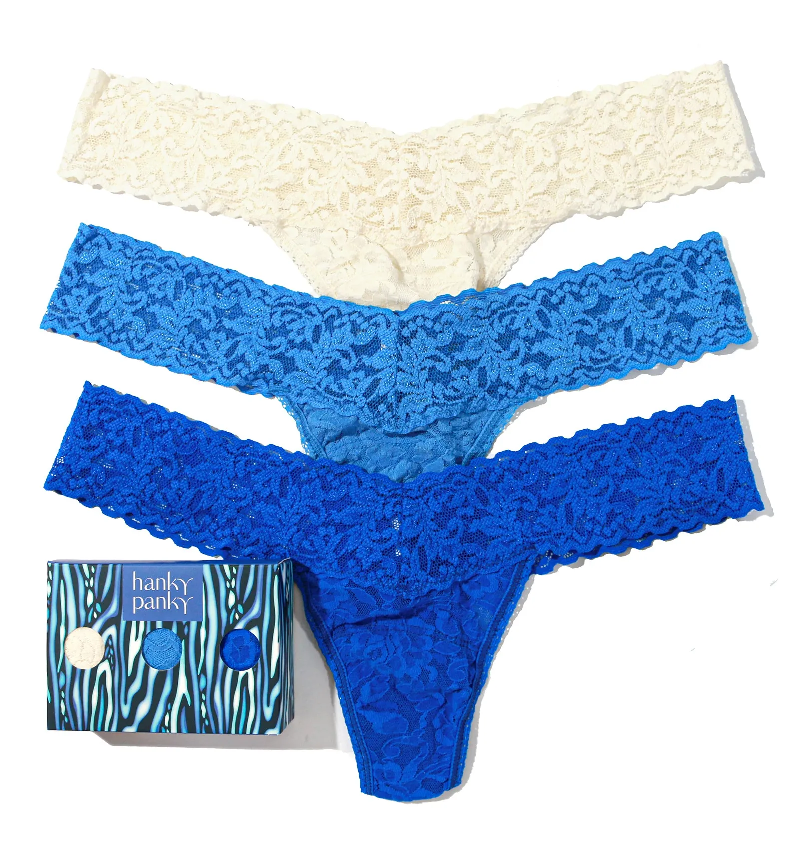 Hanky Panky 3-PACK Signature Lace Low Rise Thong (49113PK) - Sea You