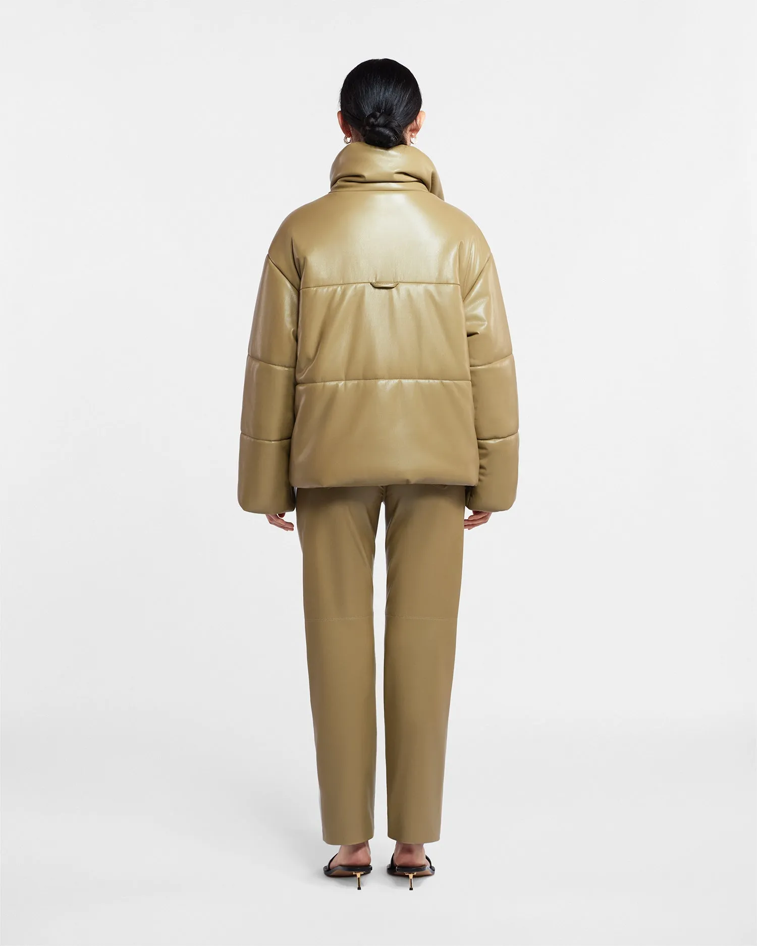 Hide - Sale Okobor Alt-Leather Puffer Jacket - Khaki Okobor