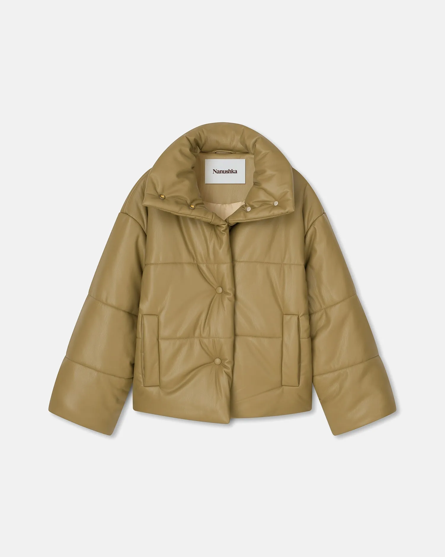 Hide - Sale Okobor Alt-Leather Puffer Jacket - Khaki Okobor