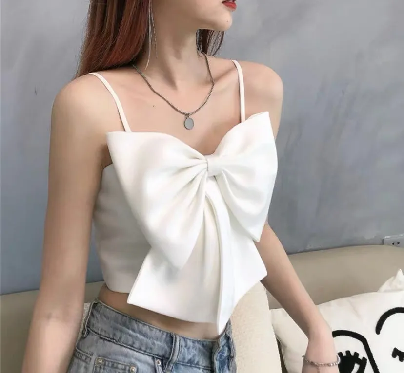 INS FASHION CUTE BOW TUBE TOP BY70088