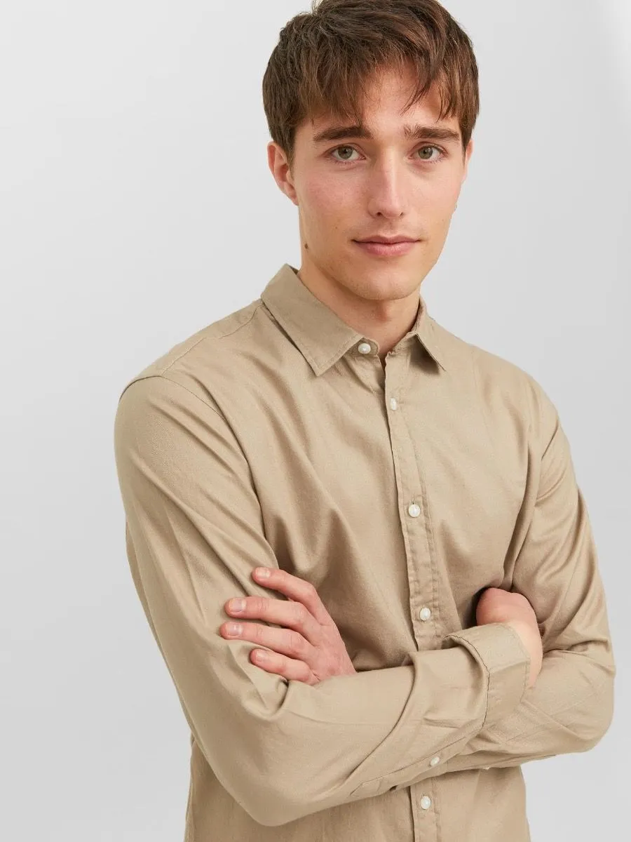 Jack & Jones Gingham Plain Long Sleeve Shirt Crockery