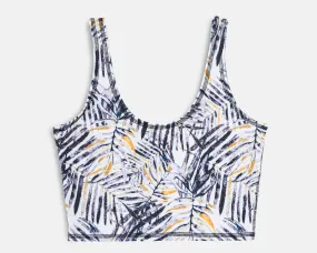 Jade Crop Yoga Top - Mono Palm print