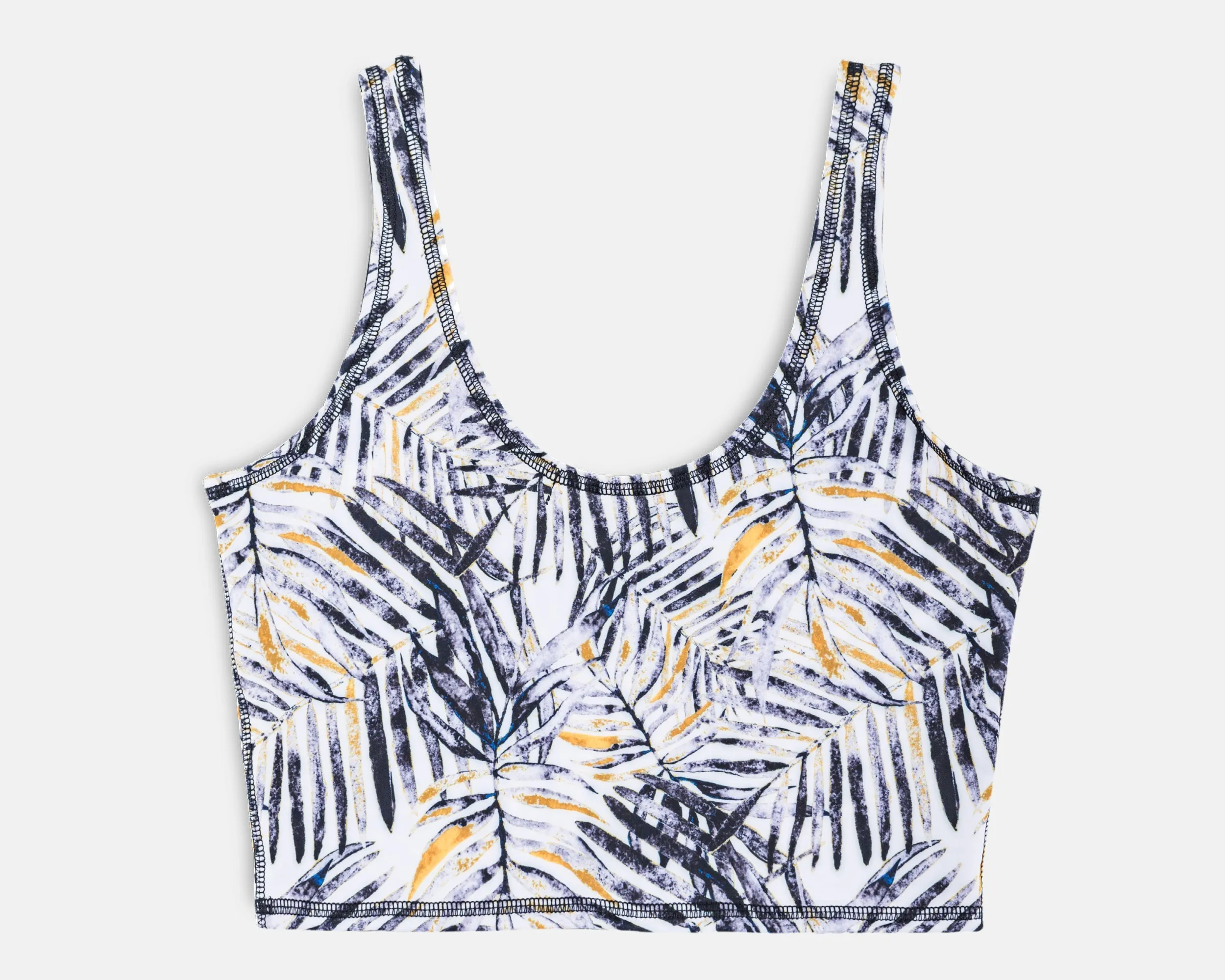 Jade Crop Yoga Top - Mono Palm print