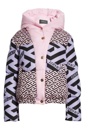 Le Greca Printed Hooded Puffer Jacket - The Puffer Jacket