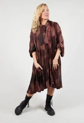 Long Sleeve Shirt Dress in Cappuccino Check