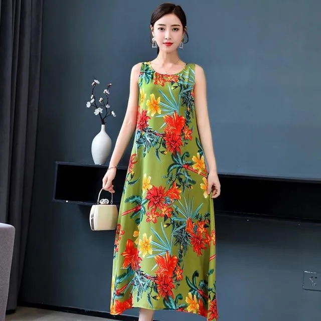 Loose Party Dress, Casual O-Neck Elegant And Sleeveless