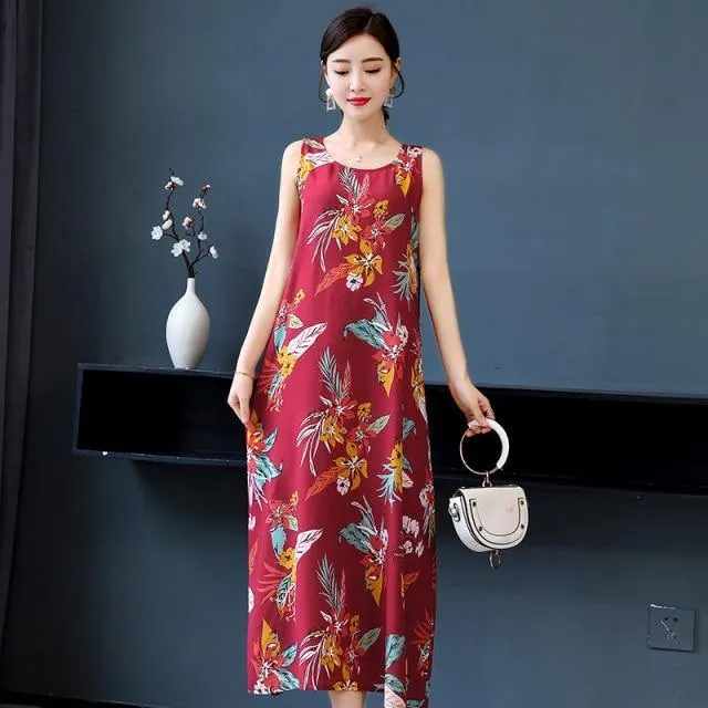 Loose Party Dress, Casual O-Neck Elegant And Sleeveless