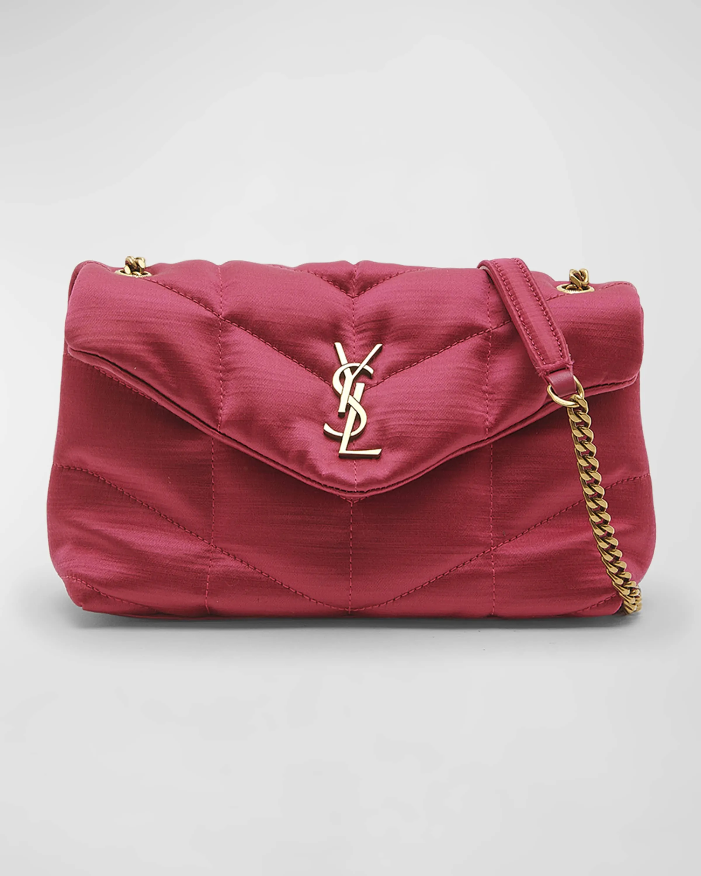 Lou Puffer Toy YSL Crossbody Bag in Quilted Satin