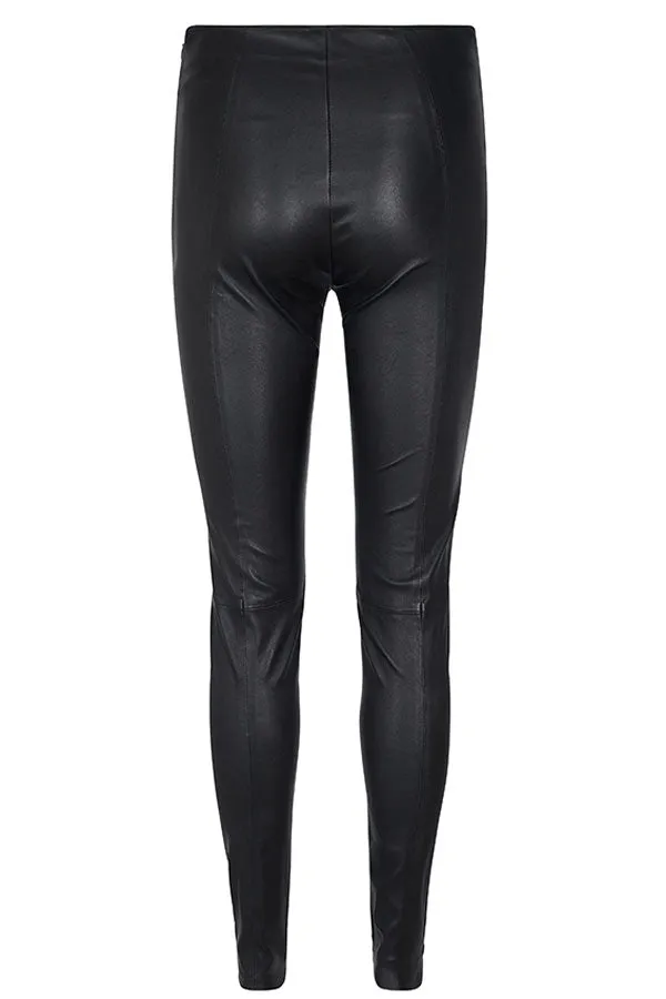 Lucille Stretch Leather Legging | Sort | Lder leggings fra Mos Mosh