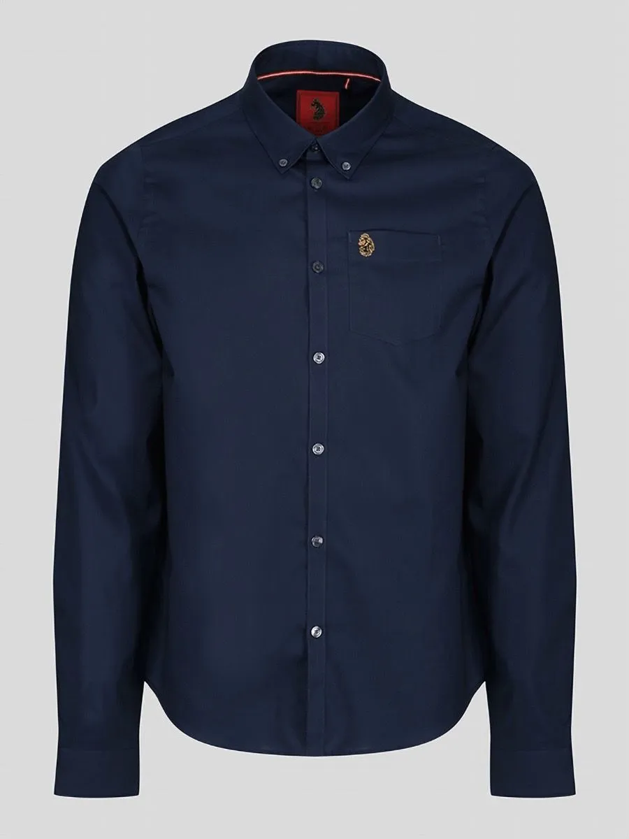 Luke 1977 Telford Oxford Long Sleeve Shirt Navy Blue