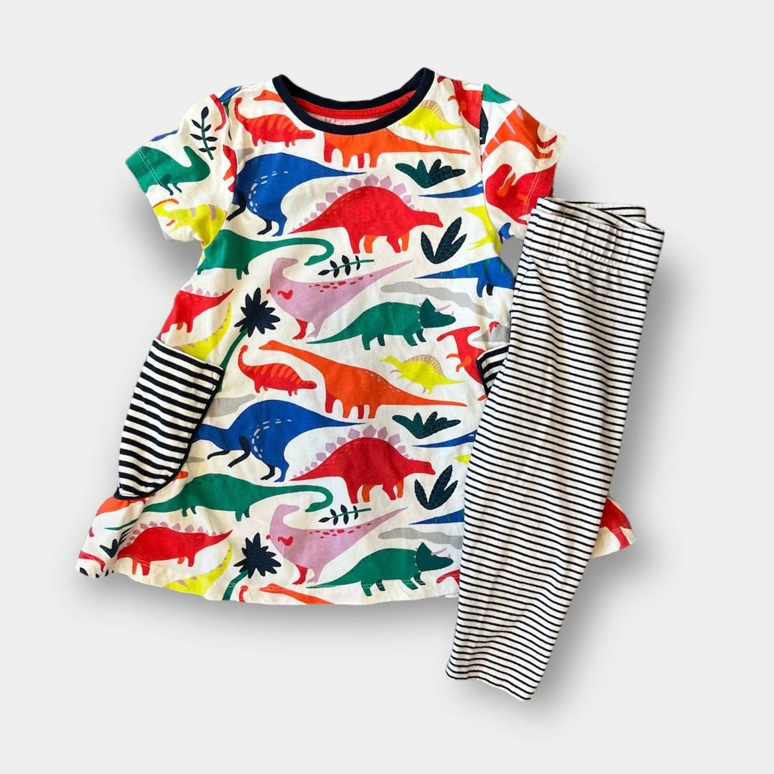 Mini Boden Dinosaur Tunic Dress & Leggings Set 7-8