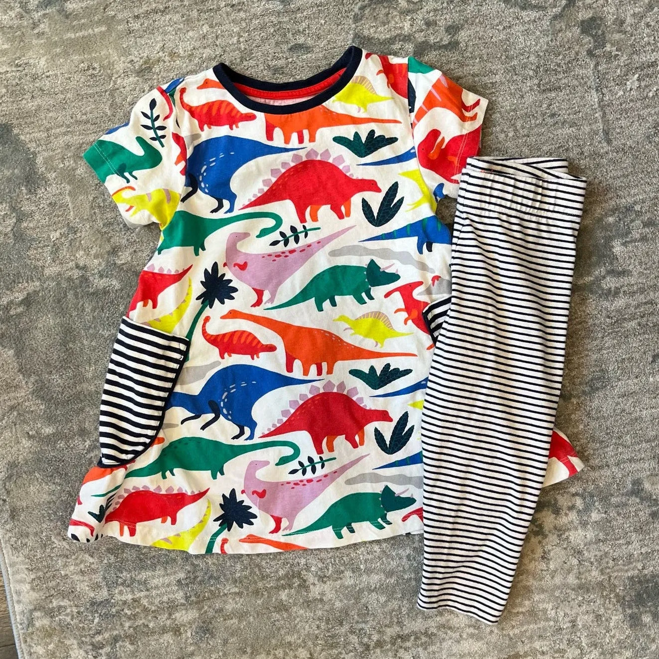 Mini Boden Dinosaur Tunic Dress & Leggings Set 7-8