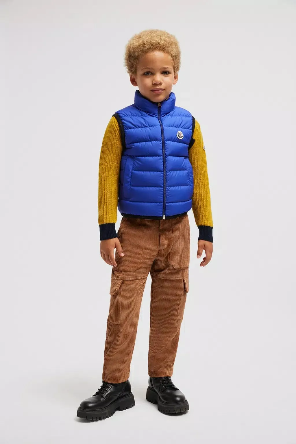 Moncler Enfant Boys Down Padded Contrin Gilet in Navy