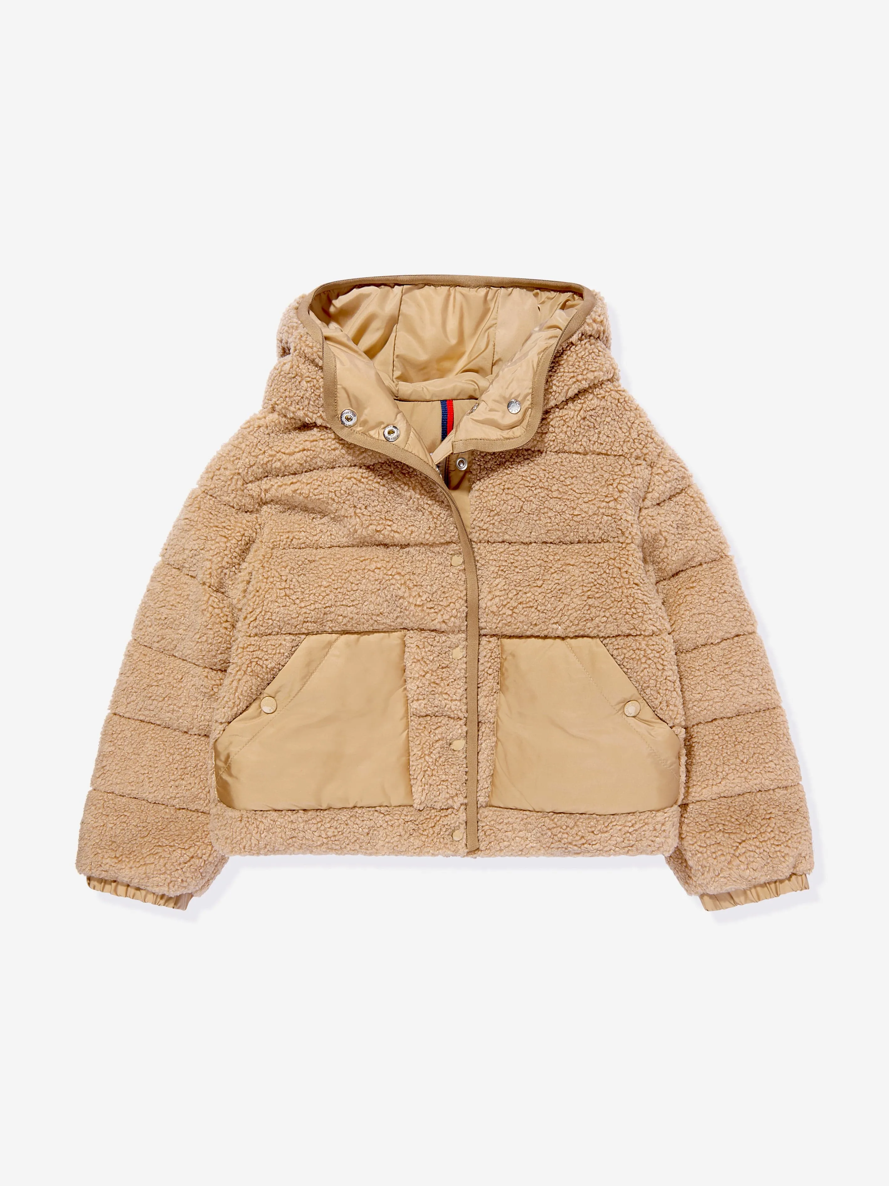 Moncler Enfant Girls Down Teddy Fleece Audrieu Jacket in Beige