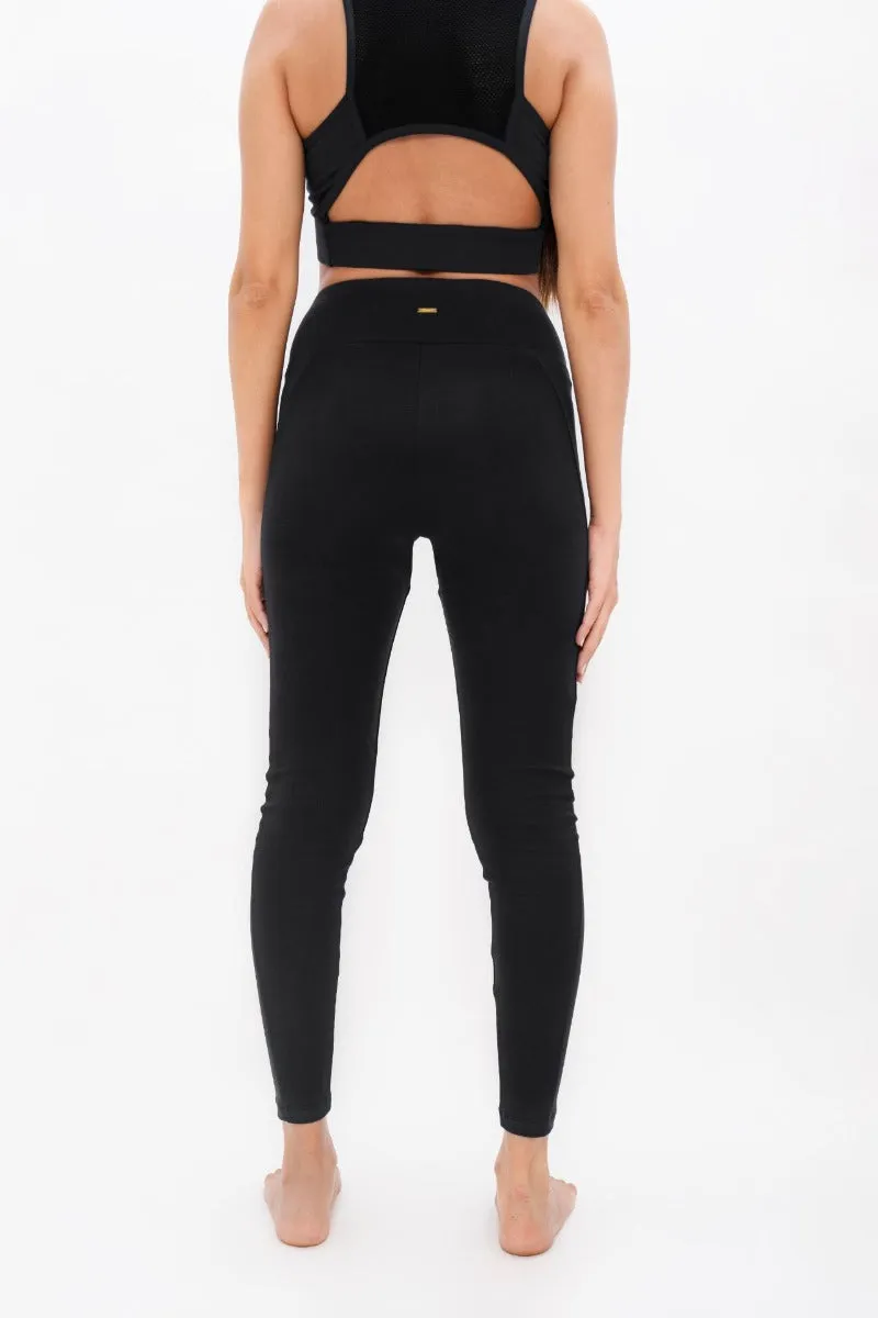 Munich  - High Waisted Leggings - Black Sand