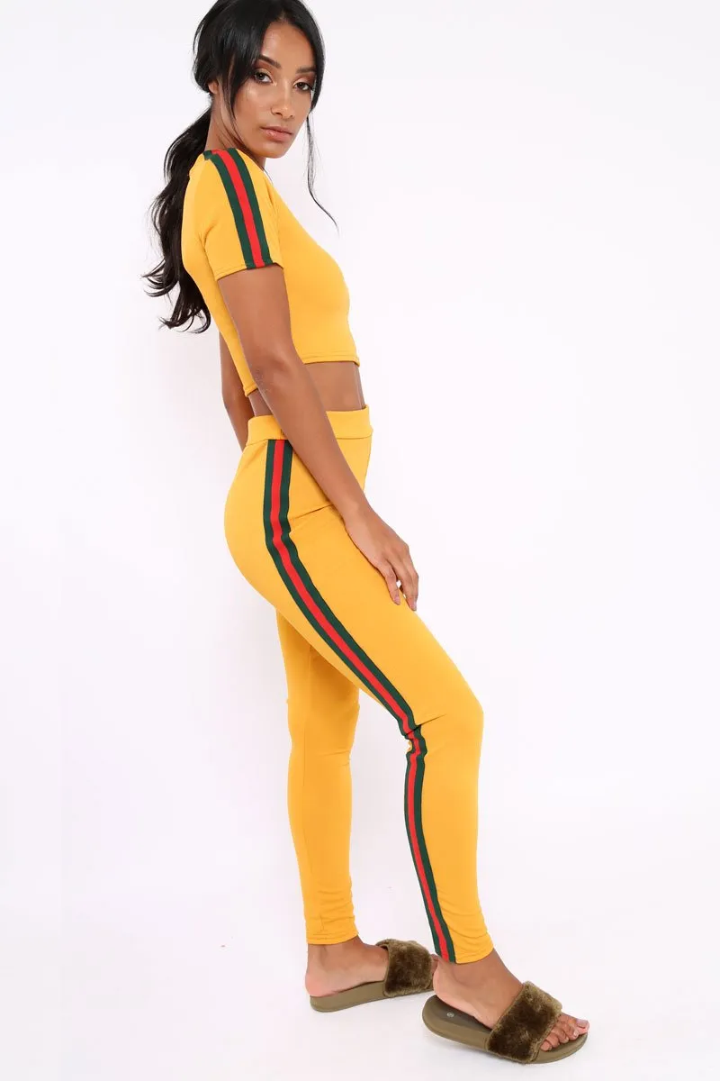 Mustard with Green and Red Side Stripe Set- Elissa