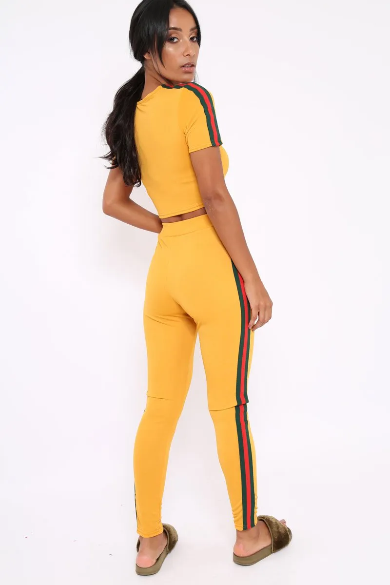 Mustard with Green and Red Side Stripe Set- Elissa