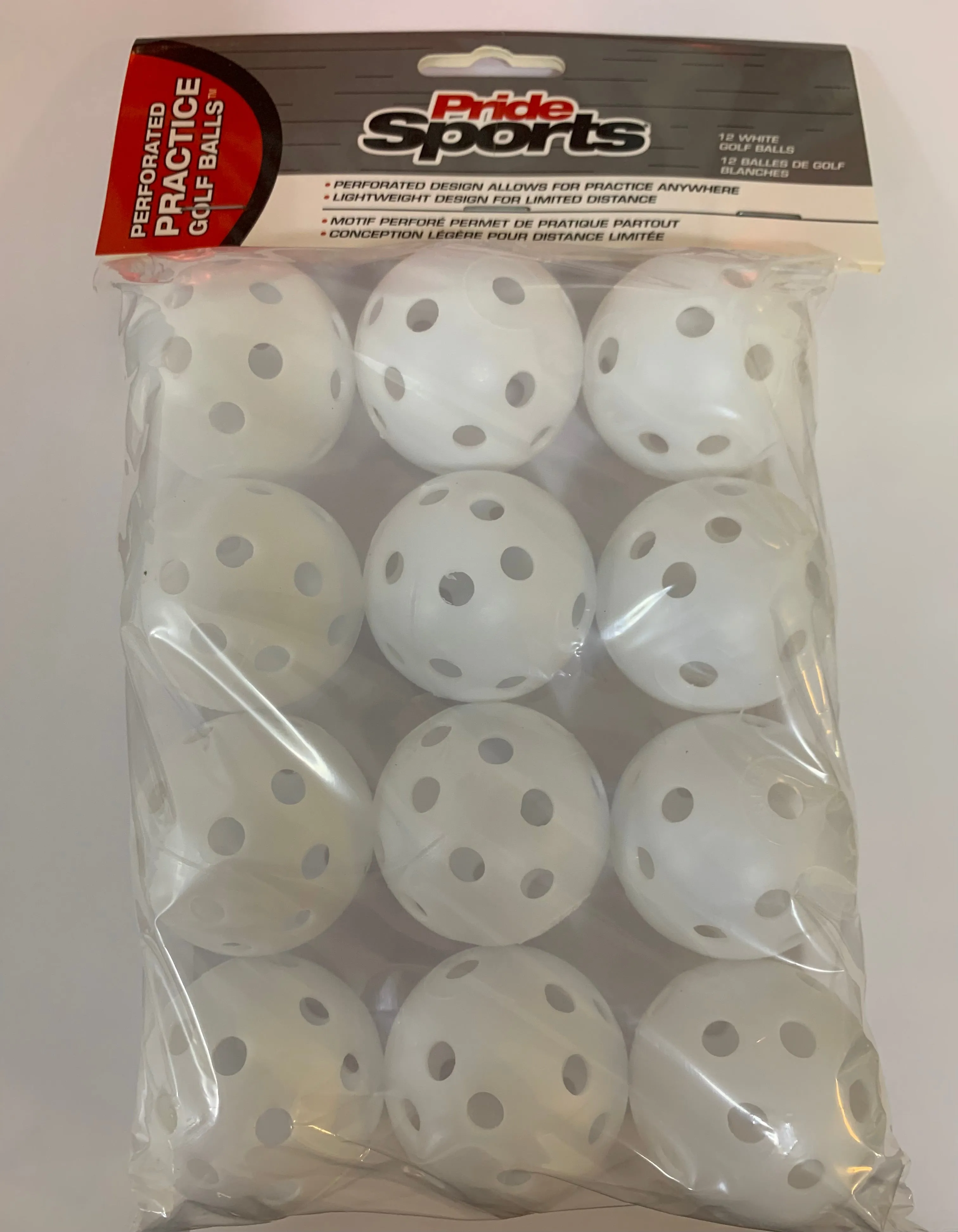 Pride Sports Perforated Practice Golf Balls 12pk White