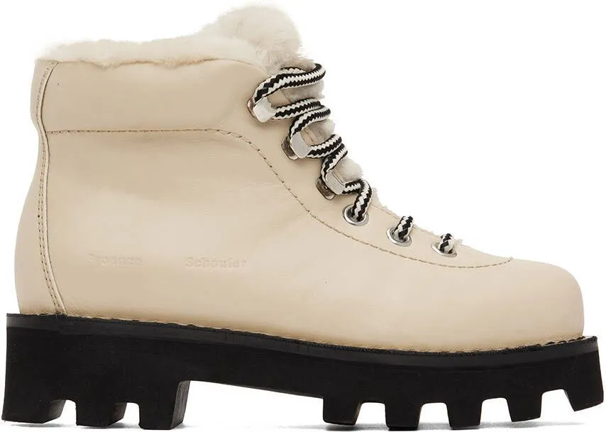 Proenza Schouler Beige Shearling Hiking Boots