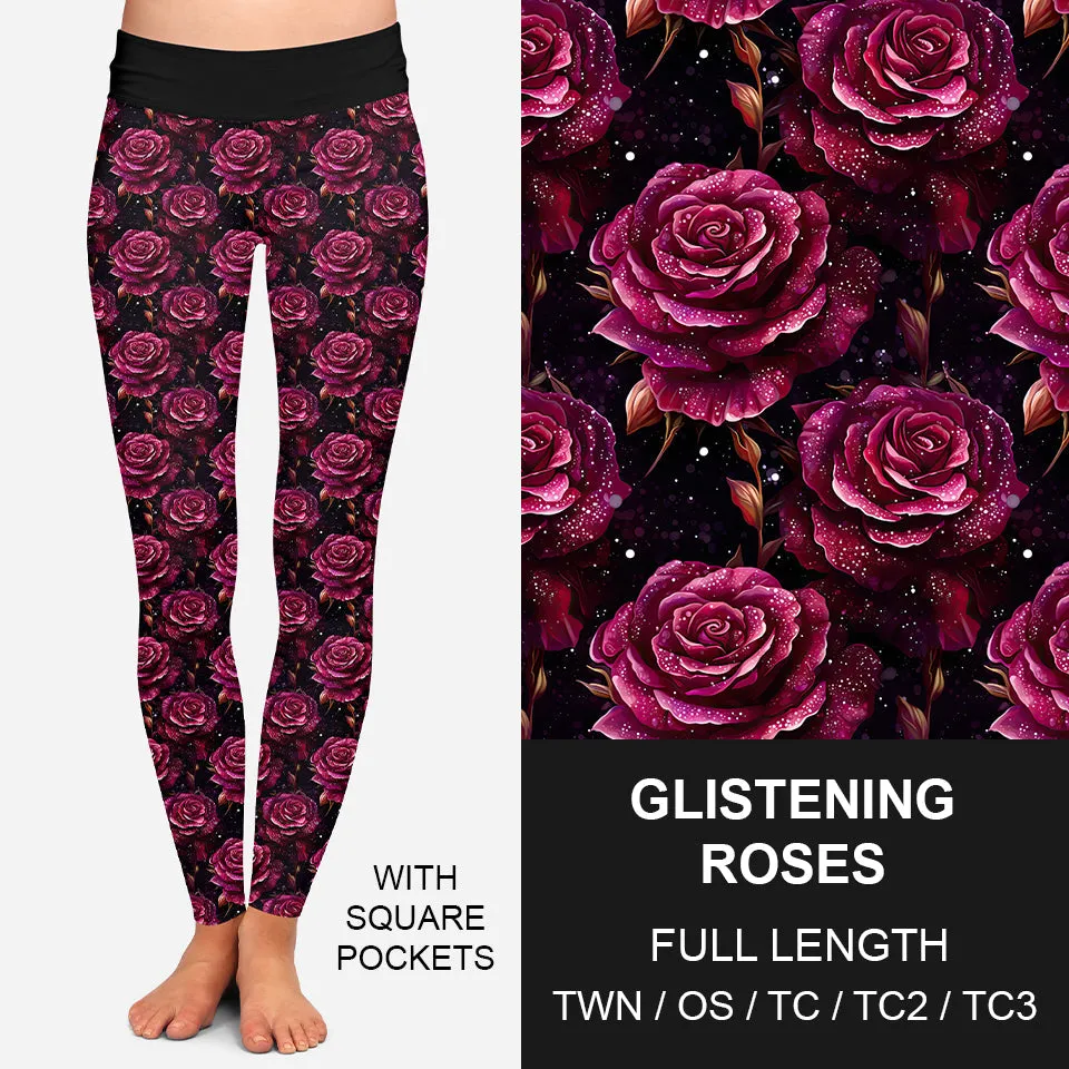 RTS - Glistening Roses Leggings w/ Pockets