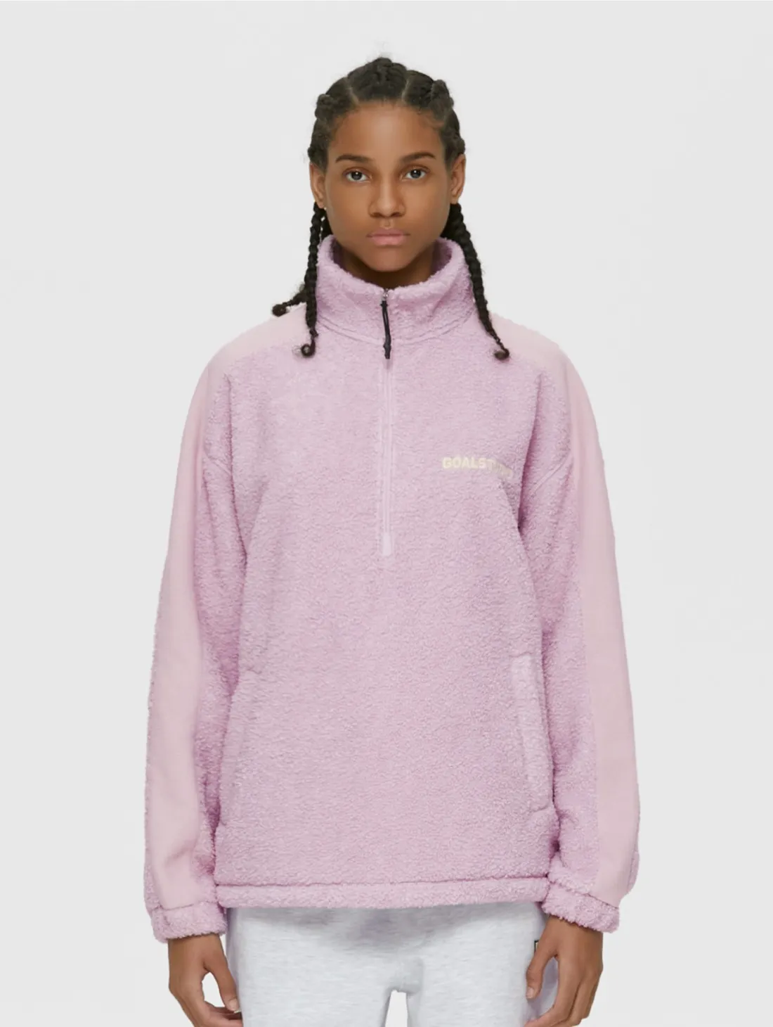 SHERPA FLEECE ANORAK-LIGHT PINK