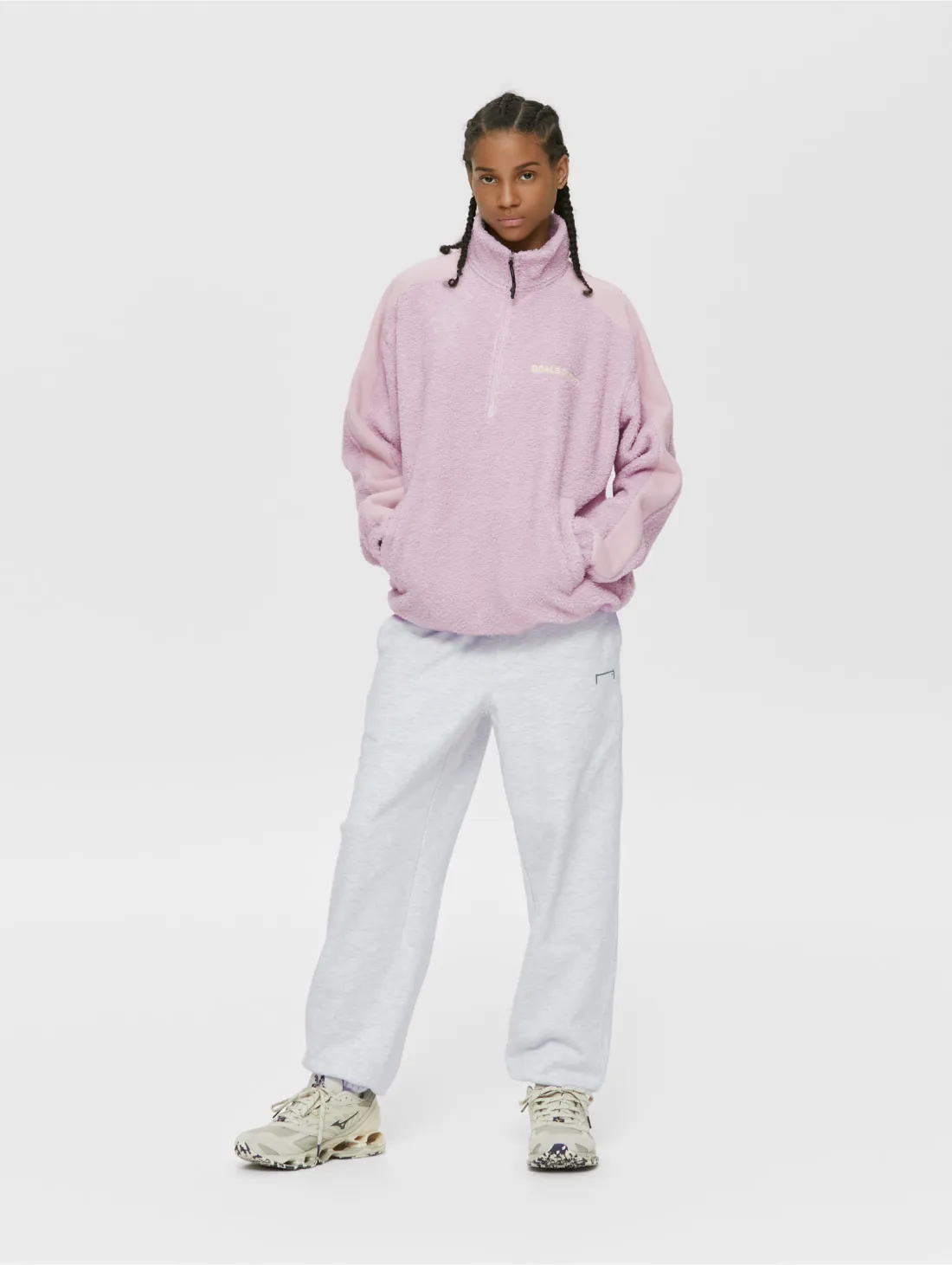 SHERPA FLEECE ANORAK-LIGHT PINK