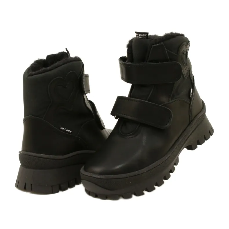 Snow boots Waterproof boots TE-POR Mazurek 1351 Black heart