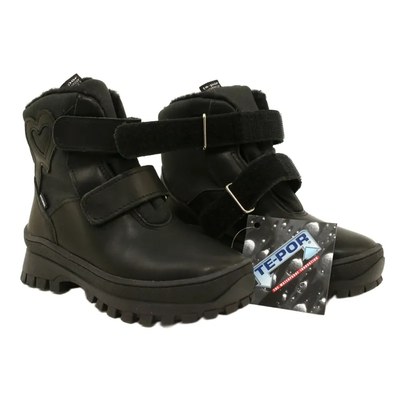 Snow boots Waterproof boots TE-POR Mazurek 1351 Black heart