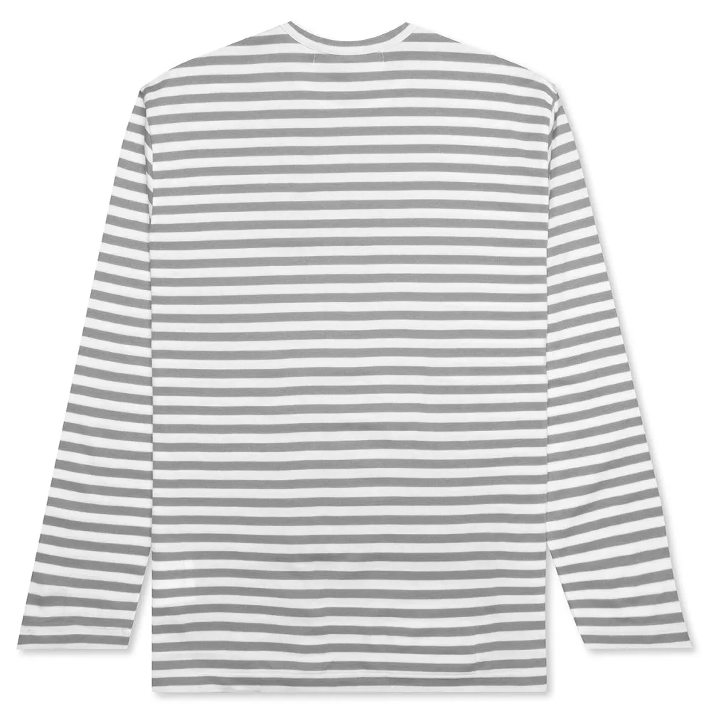 Striped Long Sleeve T-Shirt - Grey/White