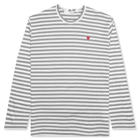 Striped Long Sleeve T-Shirt - Grey/White