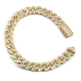 Studded Cuban 18K Gold Plated 8mm Golden Gilt Bracelet