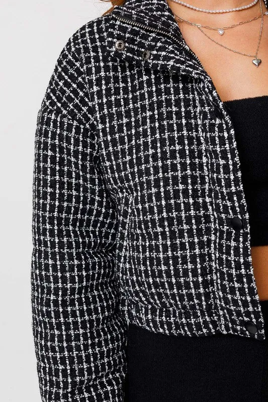 Tweed Crop Puffer Jacket