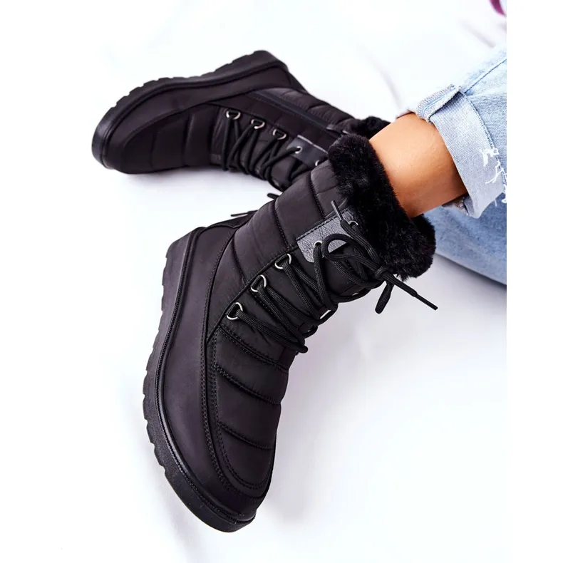 Vinceza High Snow Boots With Fur Black Haneta