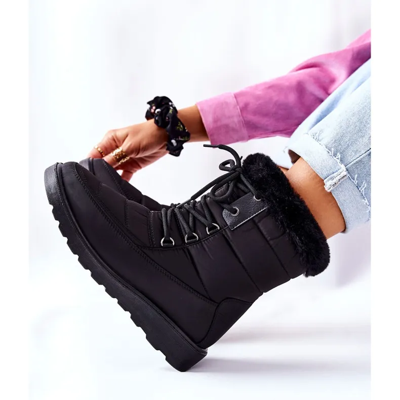 Vinceza High Snow Boots With Fur Black Haneta