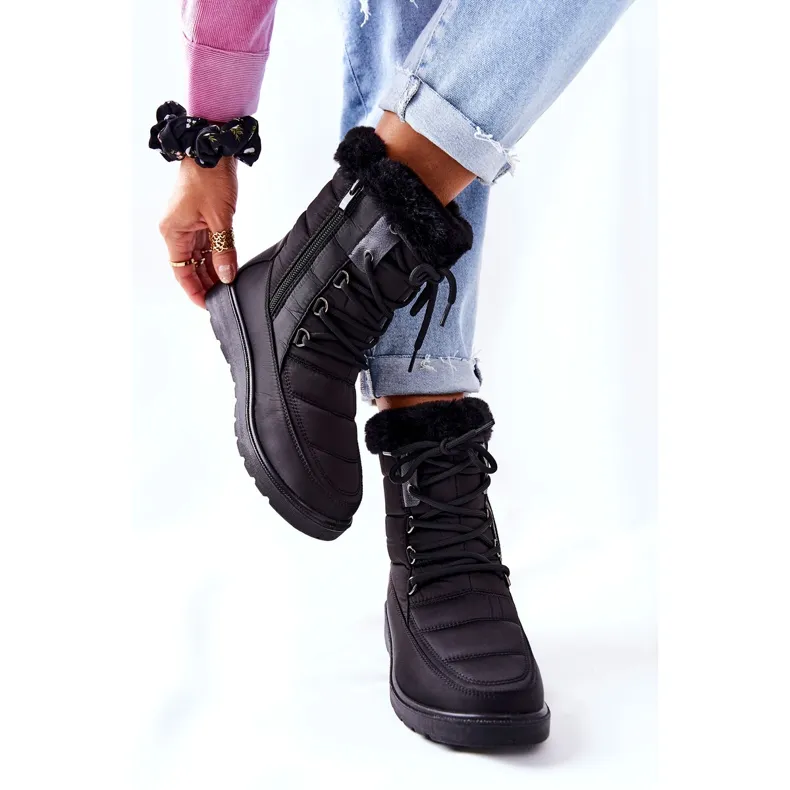 Vinceza High Snow Boots With Fur Black Haneta