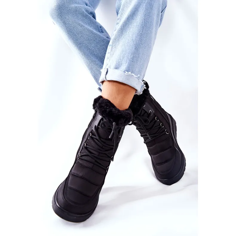 Vinceza High Snow Boots With Fur Black Haneta