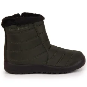 Waterproof snow boots with a khaki NEWS zipper green