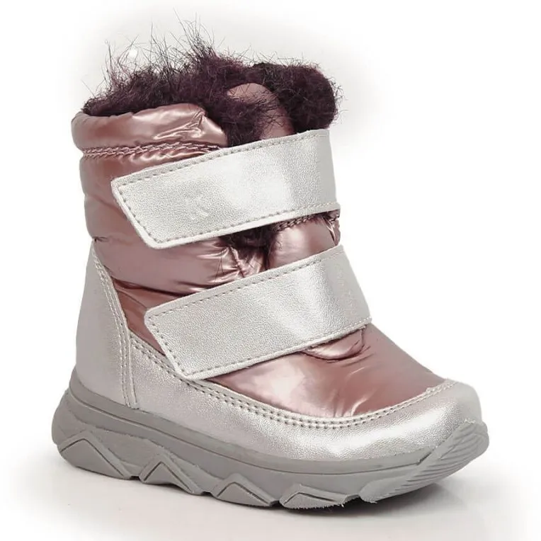 Waterproof snow boots with Velcro membrane Kornecki KOR6895B pink