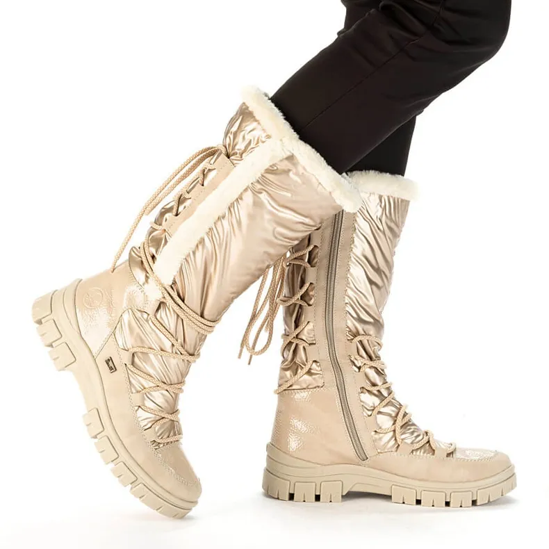 Waterproof women's high-beige snow boots Rieker Z1083-62