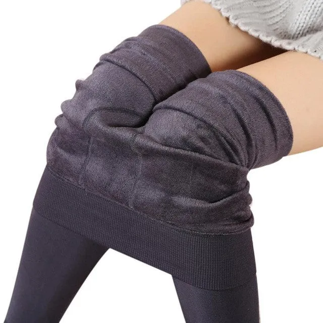 Women Winter Warm Leggings Thick Fleece Lined Stretchy Winter Leggings Solid Casual Leggings Winter Leggins Mujer#121 SM6