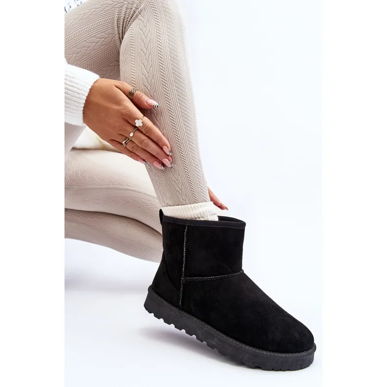 Women's Eco Suede Snow Boots Black Enranta