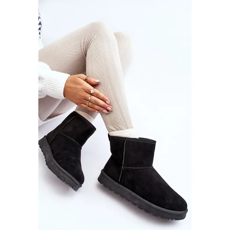 Women's Eco Suede Snow Boots Black Enranta