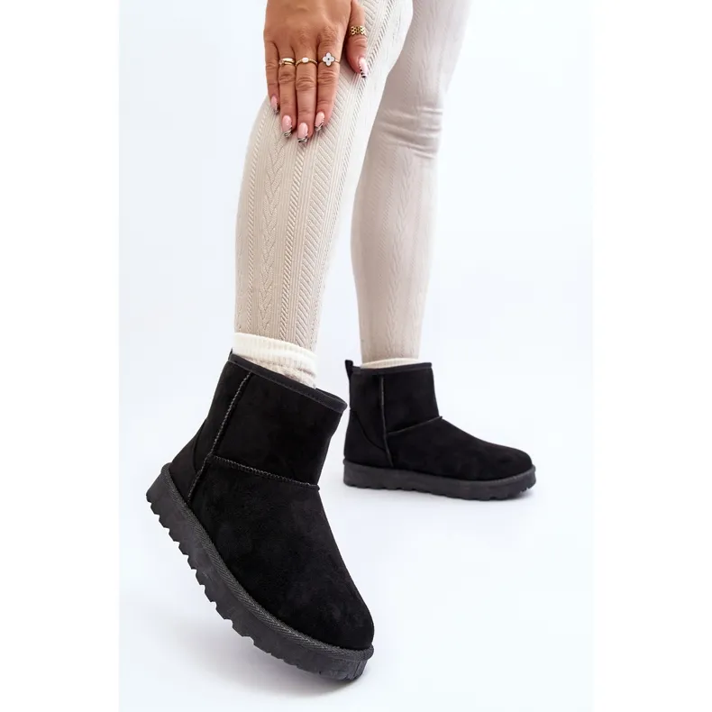 Women's Eco Suede Snow Boots Black Enranta