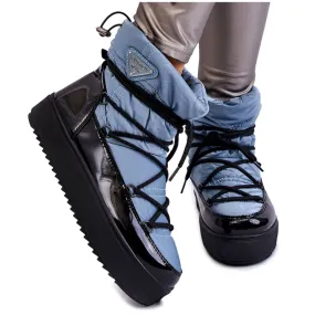 Women's Fashionable Lace-up Snow Boots Blue Carrios