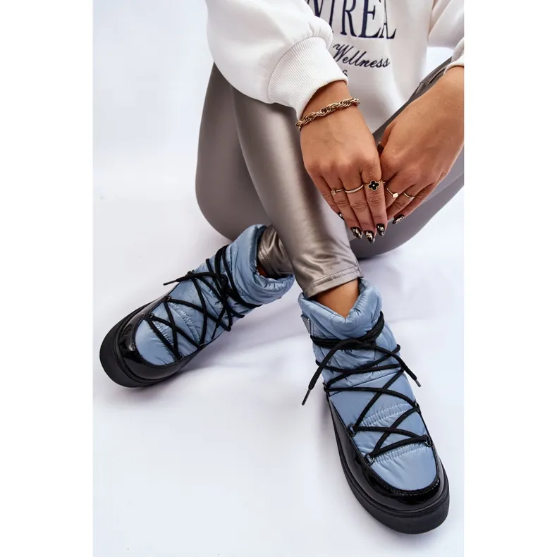 Women's Fashionable Lace-up Snow Boots Blue Carrios