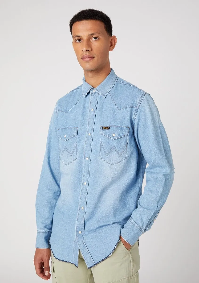 Wrangler Heritage Denim Long Sleeve Shirt Sunfade