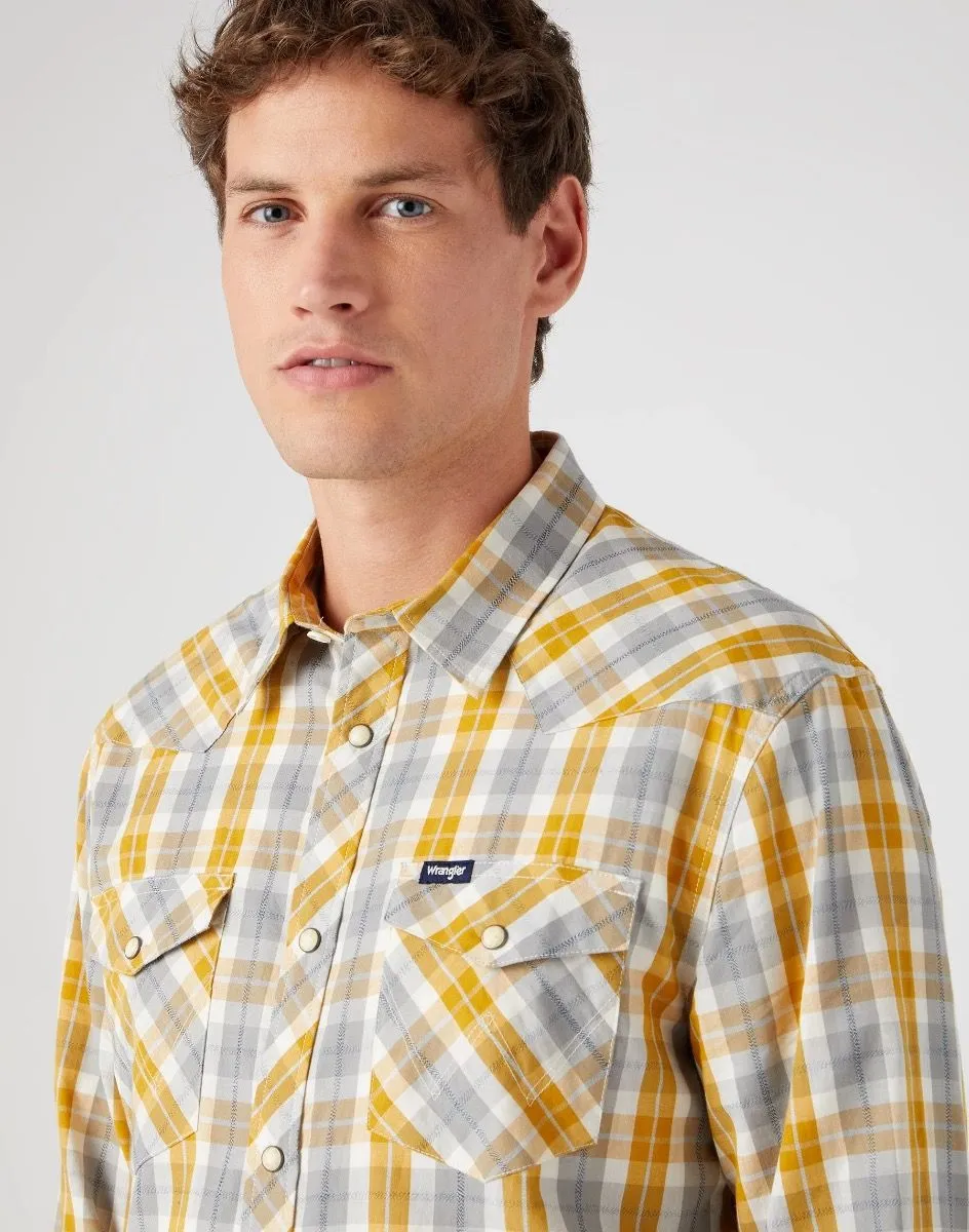 Wrangler Western Check Long Sleeve Shirt Yellow