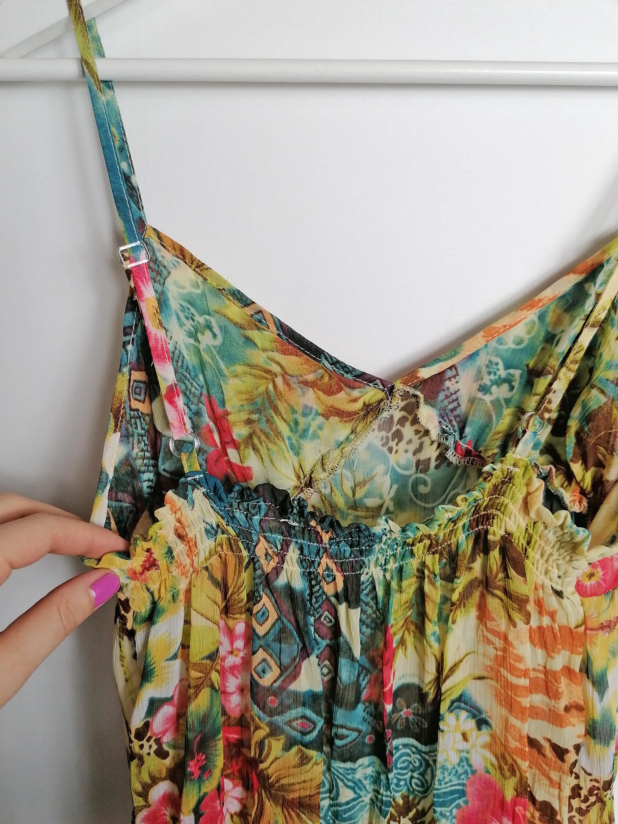 Y2K Baby-doll Top Tropical Print - size S-M